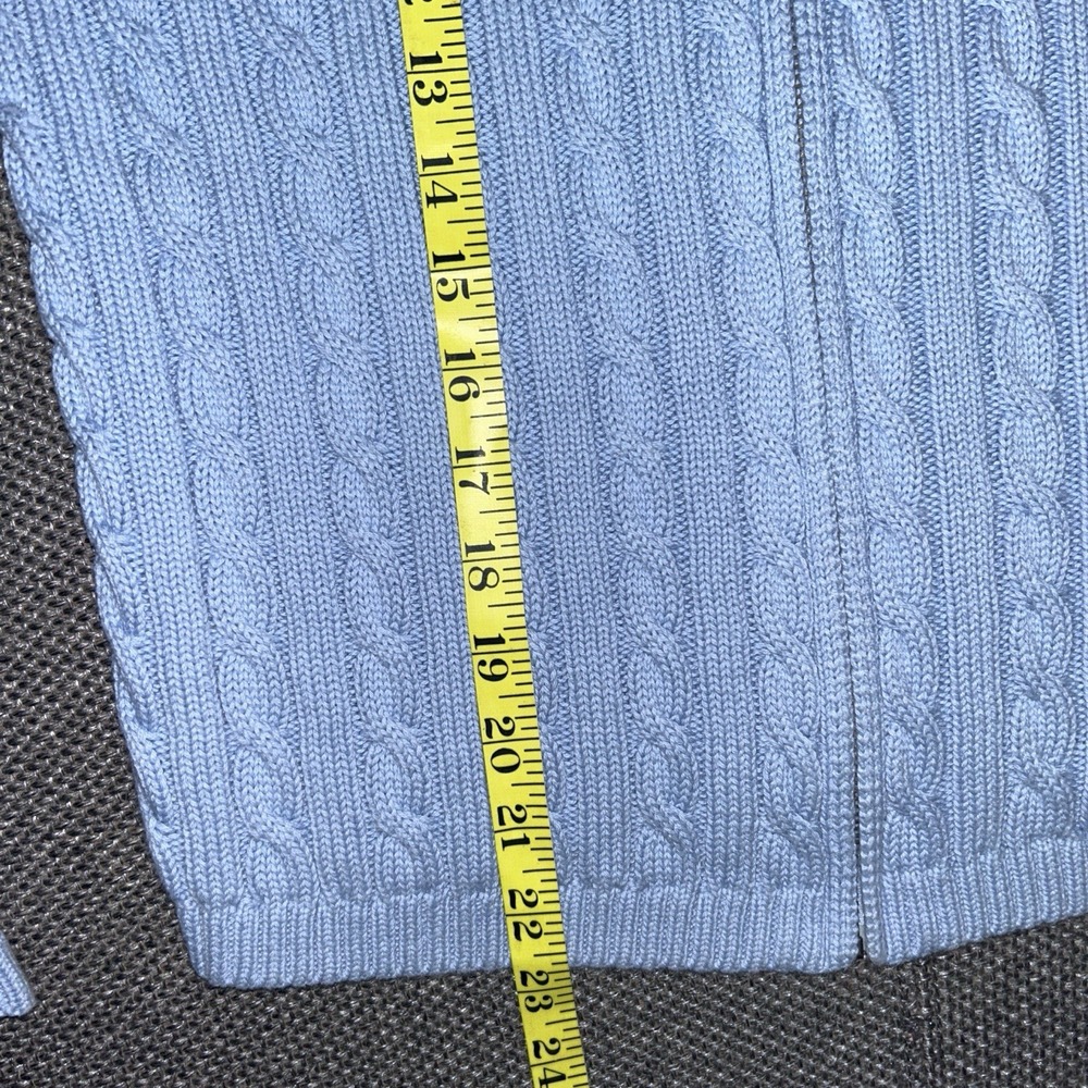 L.L. Bean Women's Light Blue Cable Knit Full Zip Sweater Size XS Vintage 90s VTG - Picture 6 of 7